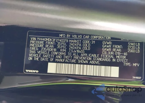 2015 Volvo Xc60 T5 Premier z USA, uszkodzony, nr VIN YV440MDK3F2740379